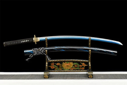 black and blue katana