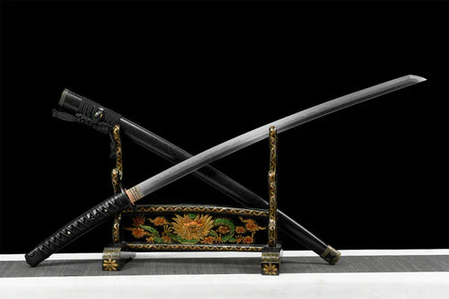 Katana-Rurouni-Kenshin-Noir-Acier-T10-Hamon-Veritable
