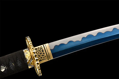 black and blue katana