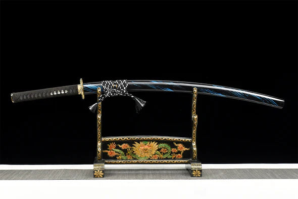 black and blue katana