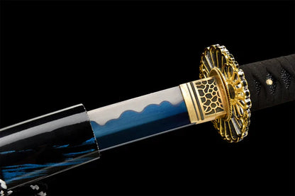 black and blue katana