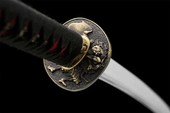Tsuba-Katana-Hannya-Oni-Acier-T10-Hamon-Veritable