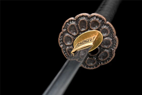 Tsuba-Katana-Lotus-Acier-Damas