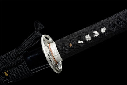 Tsuba-Katana-Prunier-Acier-T10-Hamon-Veritable