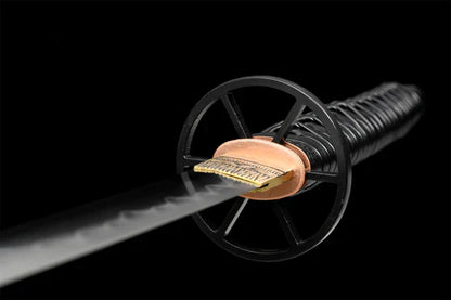 Tsuba-Rurouni-Kenshin-Noir-Acier-T10-Hamon-Veritable