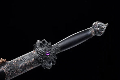 Tsuka-Epee-Chinoise-Phoenix-Acier-Damas
