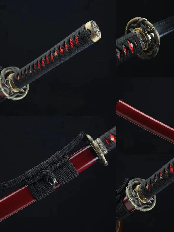 Tsuka-Kurikata-Feu-des-Enfers-Acier-T10-Hamon-Veritable