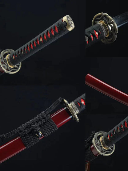 Tsuka-Kurikata-Feu-des-Enfers-Acier-T10-Hamon-Veritable